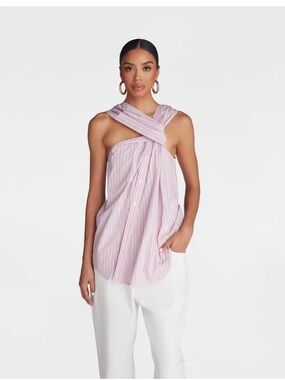 KBB by KAHLANA TheTwist-Neck Pink Striped Women’s Top